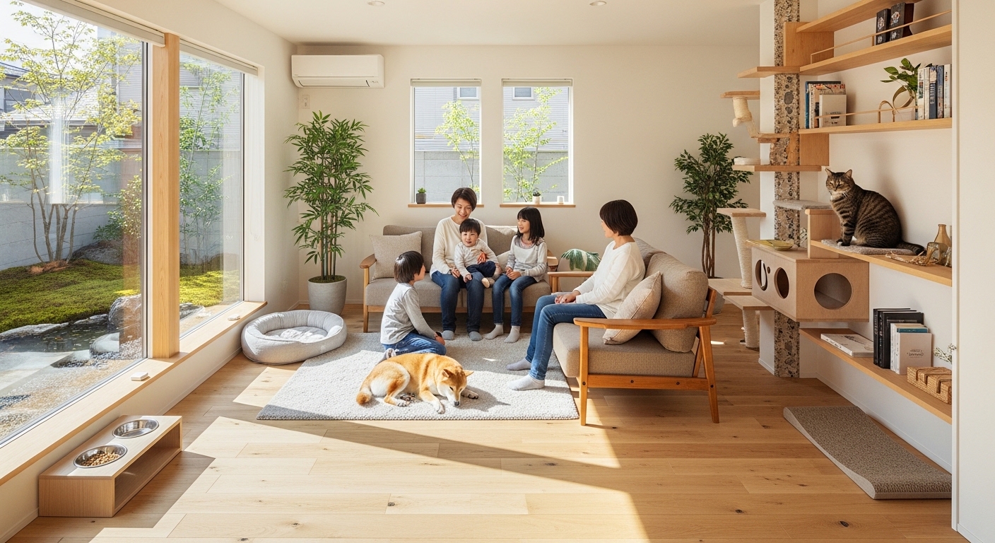 【ペット 家づくり】床材と動線で決まる｜滑らない床・おかえり動線・ゾーニングで実現するペット共生住宅