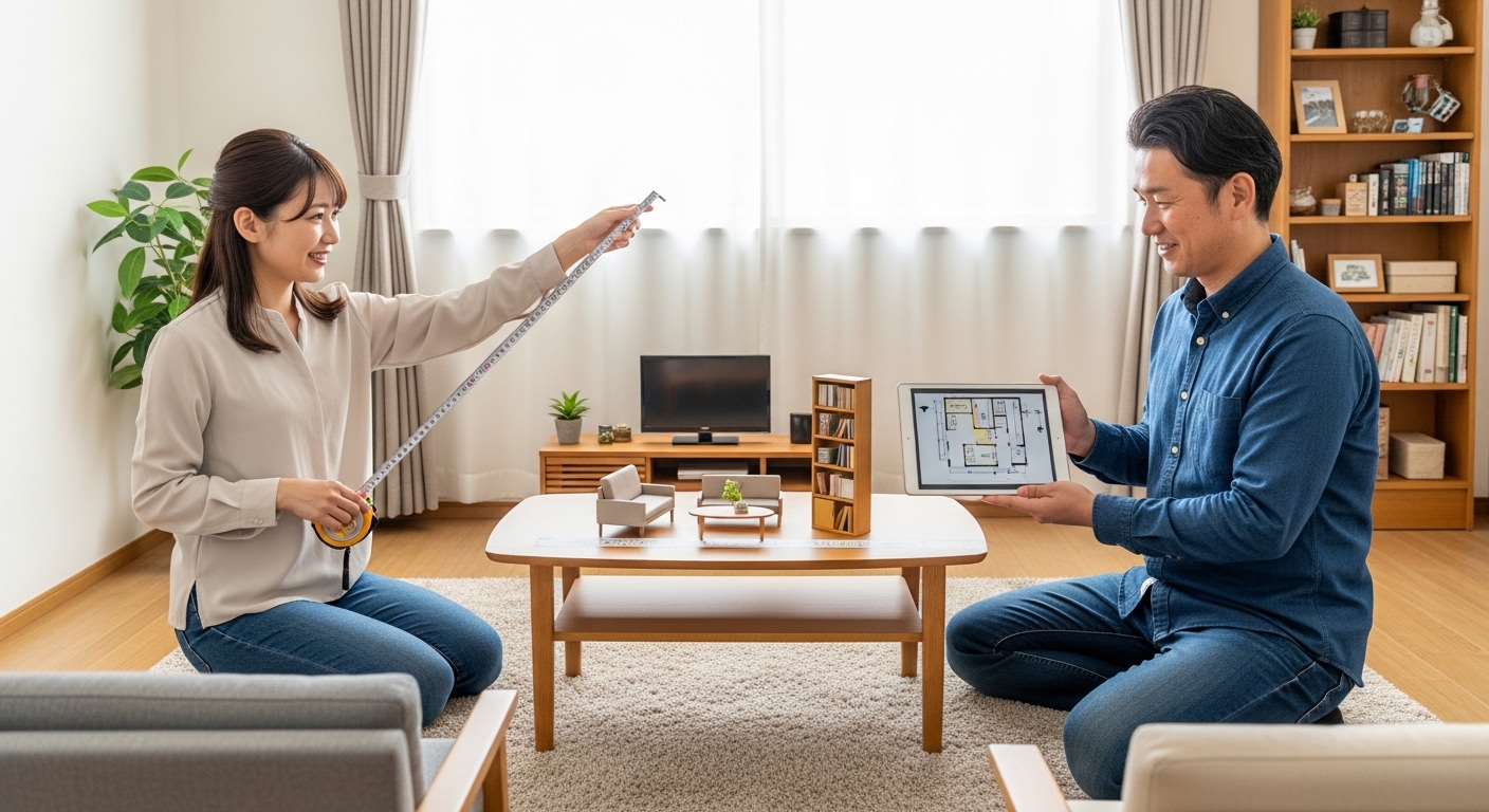 【リビング 広さ 判断】家族世帯のリビングは「何畳か」よりも置きたい家具を置いたうえで人が通れる動線を確保できるかで広さを決めるのが正解
